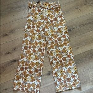 Rachel Zoe Floral Wide-Leg Pants - Brown and Cream